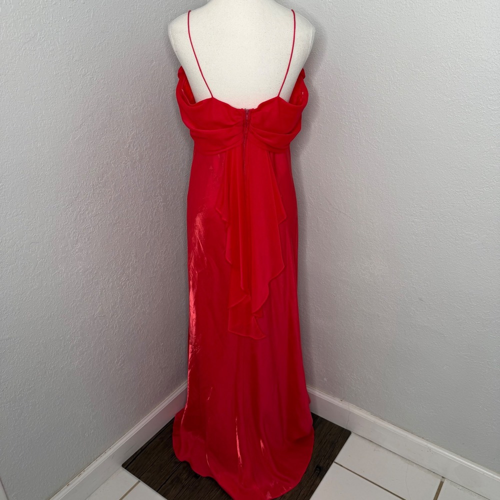Camille La Vie Red k Evening Gown Draped Bow Back Formal Dress 14W 98450 - Picture 2 of 9